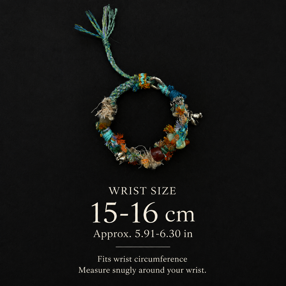Cove Echo bracelet wrist size guide: 15–16 cm, approximately 5.91–6.30 inches, measured around the wrist.