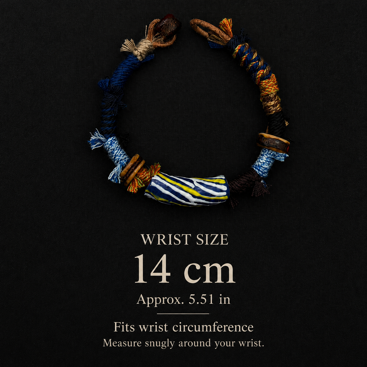 Tidal Line bracelet wrist size guide: 14 cm, approximately 5.51 inches, measured around the wrist.